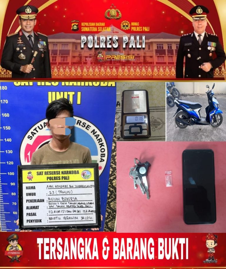 Polres PALI Berhasil Ungkap Kasus Penyalahgunaan Narkotika, Seorang Pria Diamankan dengan Barang Bukti Sabu