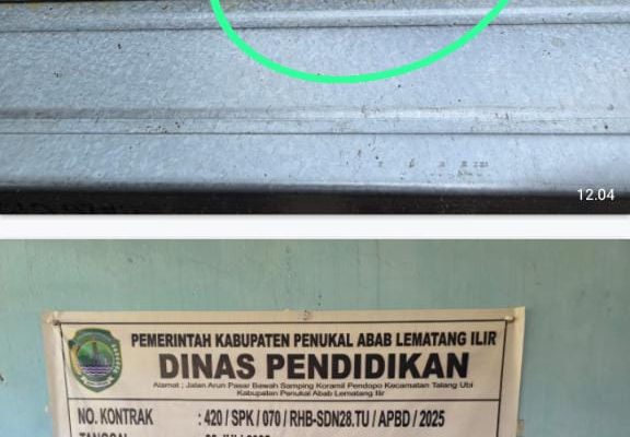 Diduga Dikerjakan Asal Jadi, Rehabilitasi Ruang kelas SDN 28 Talang Ubi Diprotes Warga