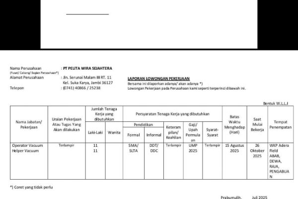 Seleksi Tenaga Kerja PT PWS di Duga Main Mata Dalam Penentuan Kelulusan